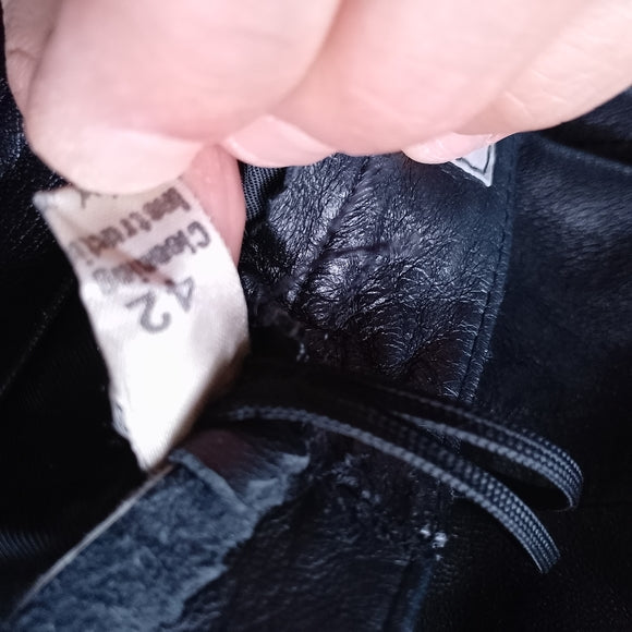 Vintage 90s MOMENTO MADE IN ITALY Black Leather Skirt