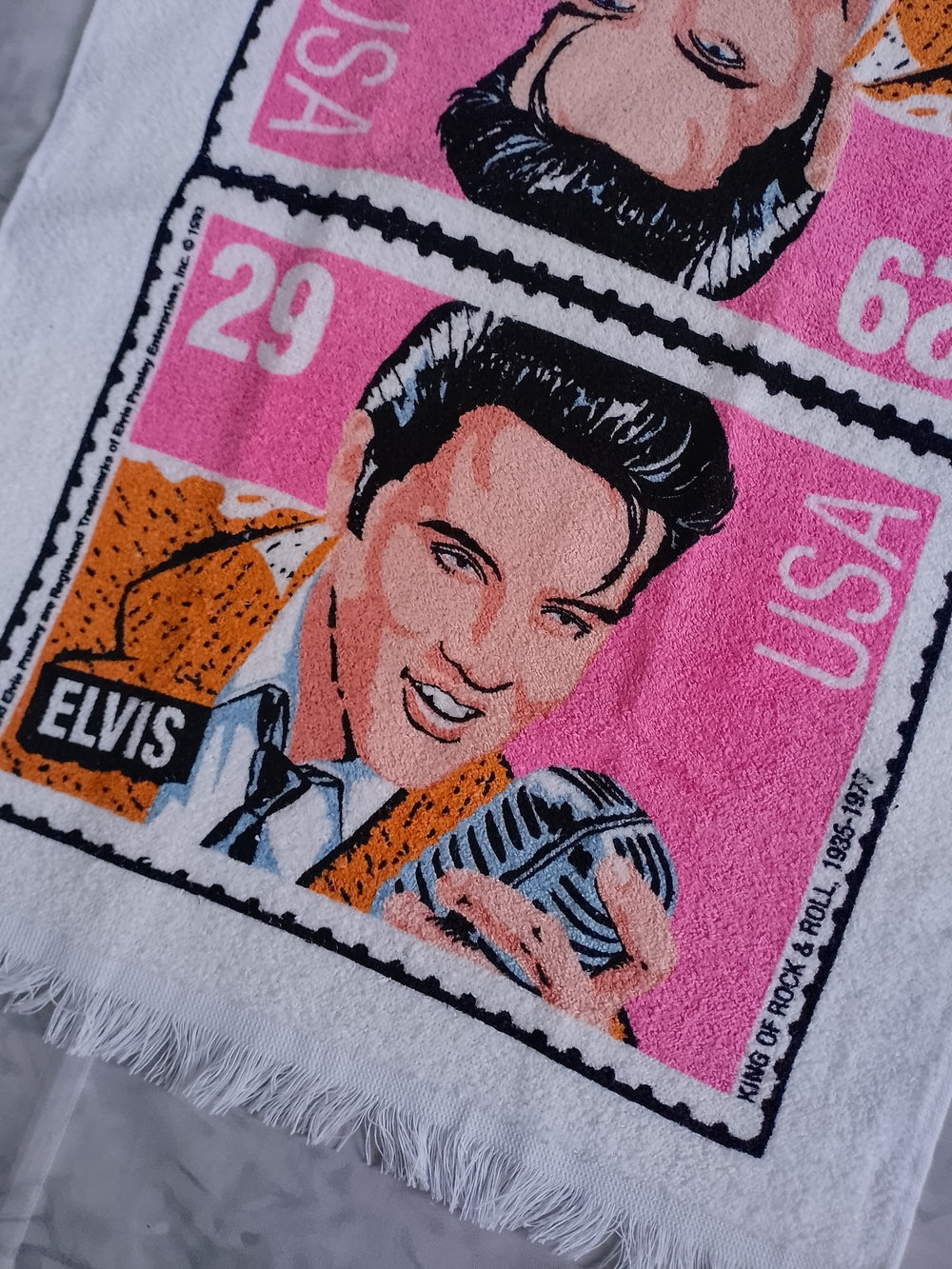 Vintage 1993 Elvis Presley Stamp Design Dishtowel NWOT USA Made