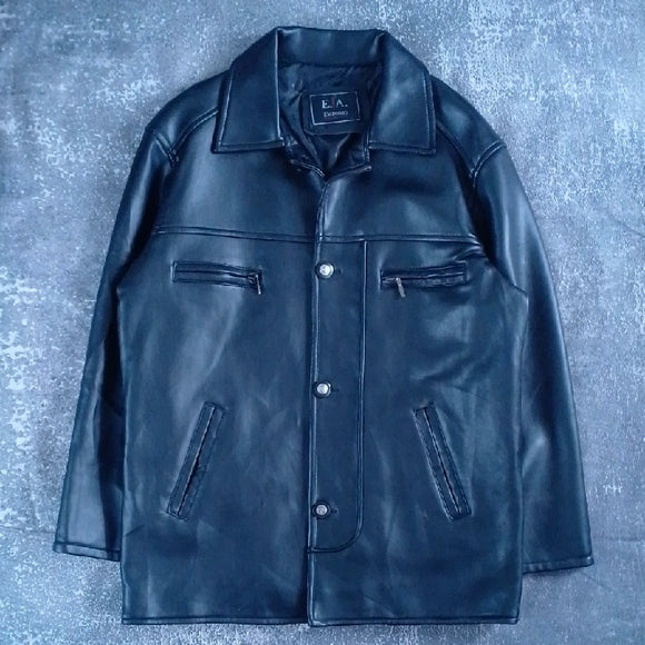Vintage Classic Style Black Leather Jacket