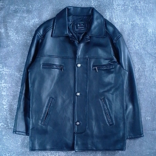 Vintage Classic Style Black Leather Jacket