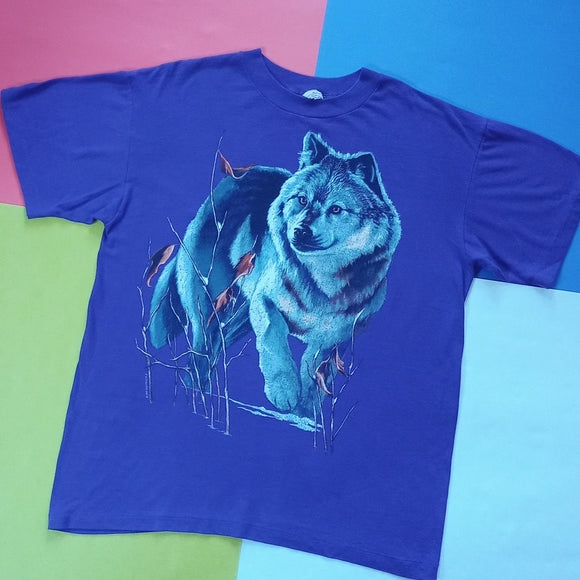 Vintage 1993 Giant Wolf Big Print Graphic Single Stitch T-Shirt
