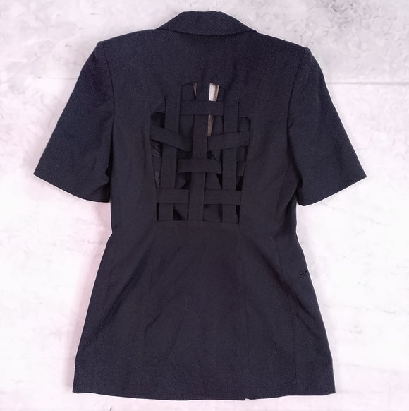 COMME CA des halles Paris Black Double-Breasted Blazer Open Back