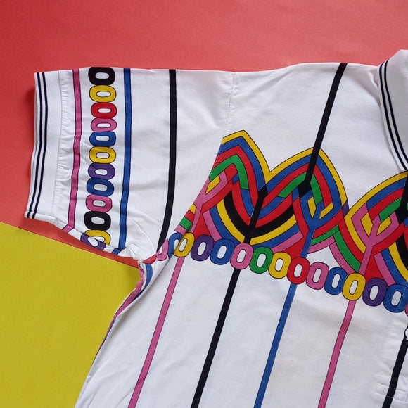 Vintage 90s HEAD Colourful Funky Pattern Polo T-Shirt