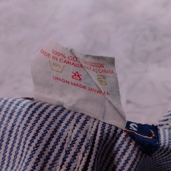 Vintage 1996 Bluenotes Train Conductor Railroad Striped Demim Overalls Workwear