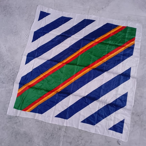 Totes Water-Repellent Striped Rain Scarf Blue & Green 26” Made in Japan