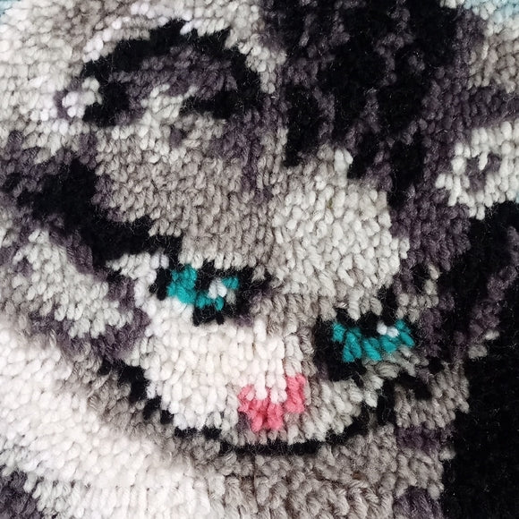 Vintage 90s Kitten Playing with Ball Latch Rug