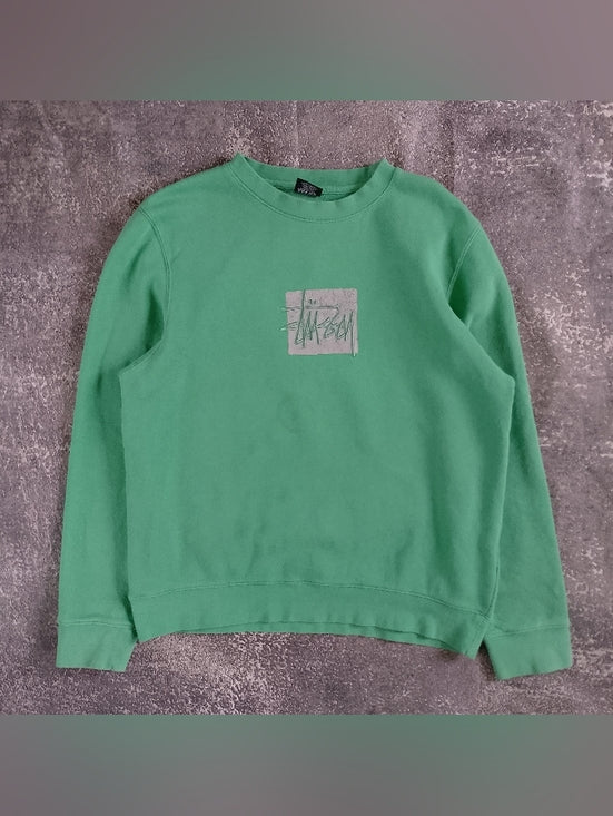 Stussy Men's Green Crewneck Sweatshirt