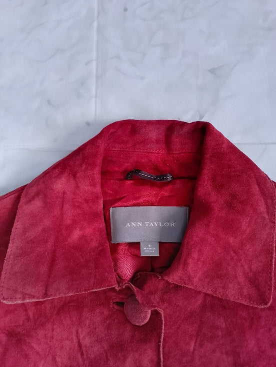 ANN TAYLOR Red Suede Button-Front Women's Jacket