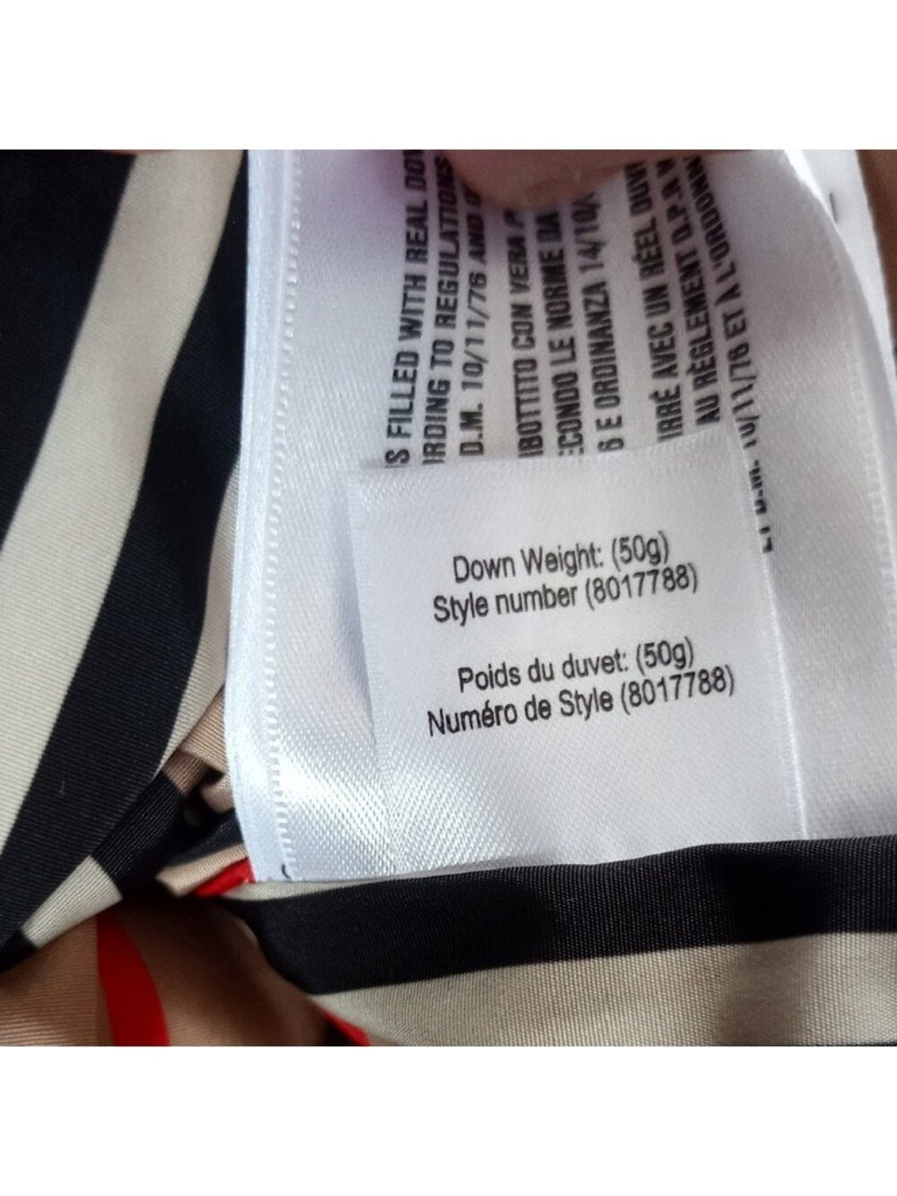 BURBERRY CLASSIC PATTERN DOWN PUFFER JACKET