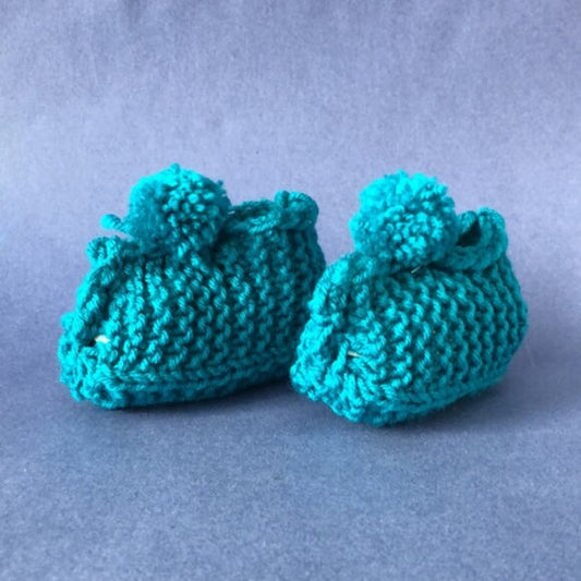 NWT Vintage Handmade Knitted Teal Children’s Slipper Booties