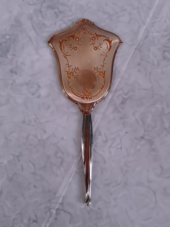 Vintage-Style Hand Mirror in Rose Gold
