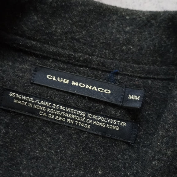 Club Monaco Wool Zip-Up Jacket Cargo Pockets Black