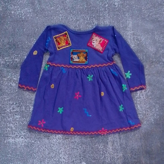 Vintage 90s Disney The Lion King Longsleeve Floral Dress