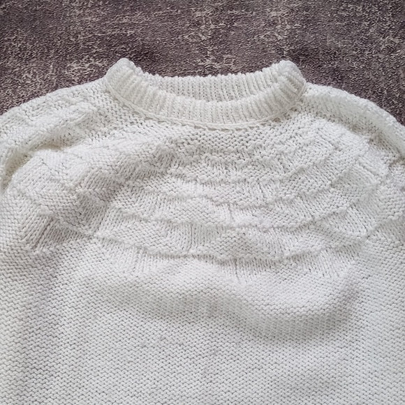 Vintage 90s Handknite Fluffy Big Comfory Sweater White UNISEX