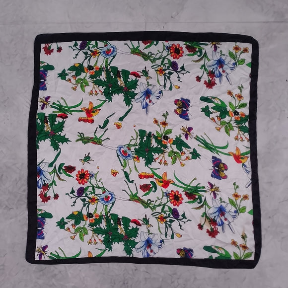 Floral Print Scarf with Black Border