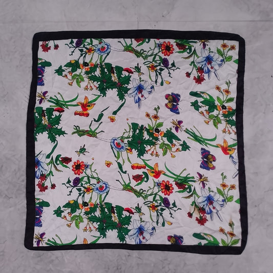 Floral Print Scarf with Black Border