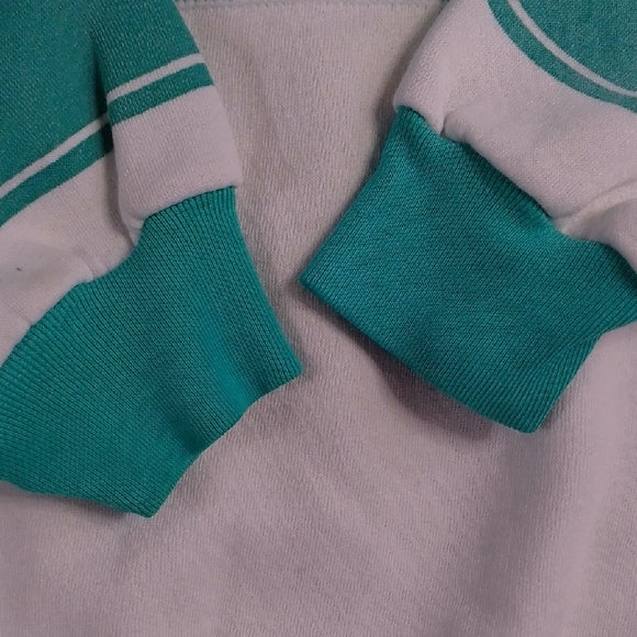Vintage 90s BERMUDA Tourist White and Teal Sweater