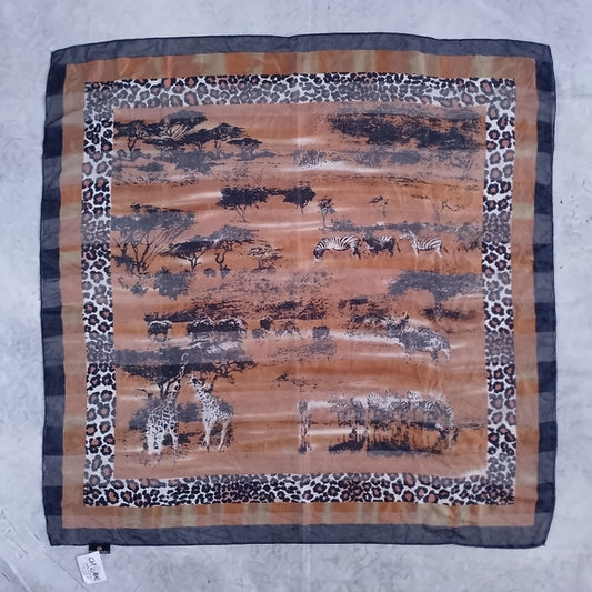 Into Africa Handmade Savannah Landscape Animal Scarf Giraffe Zebra Leopard