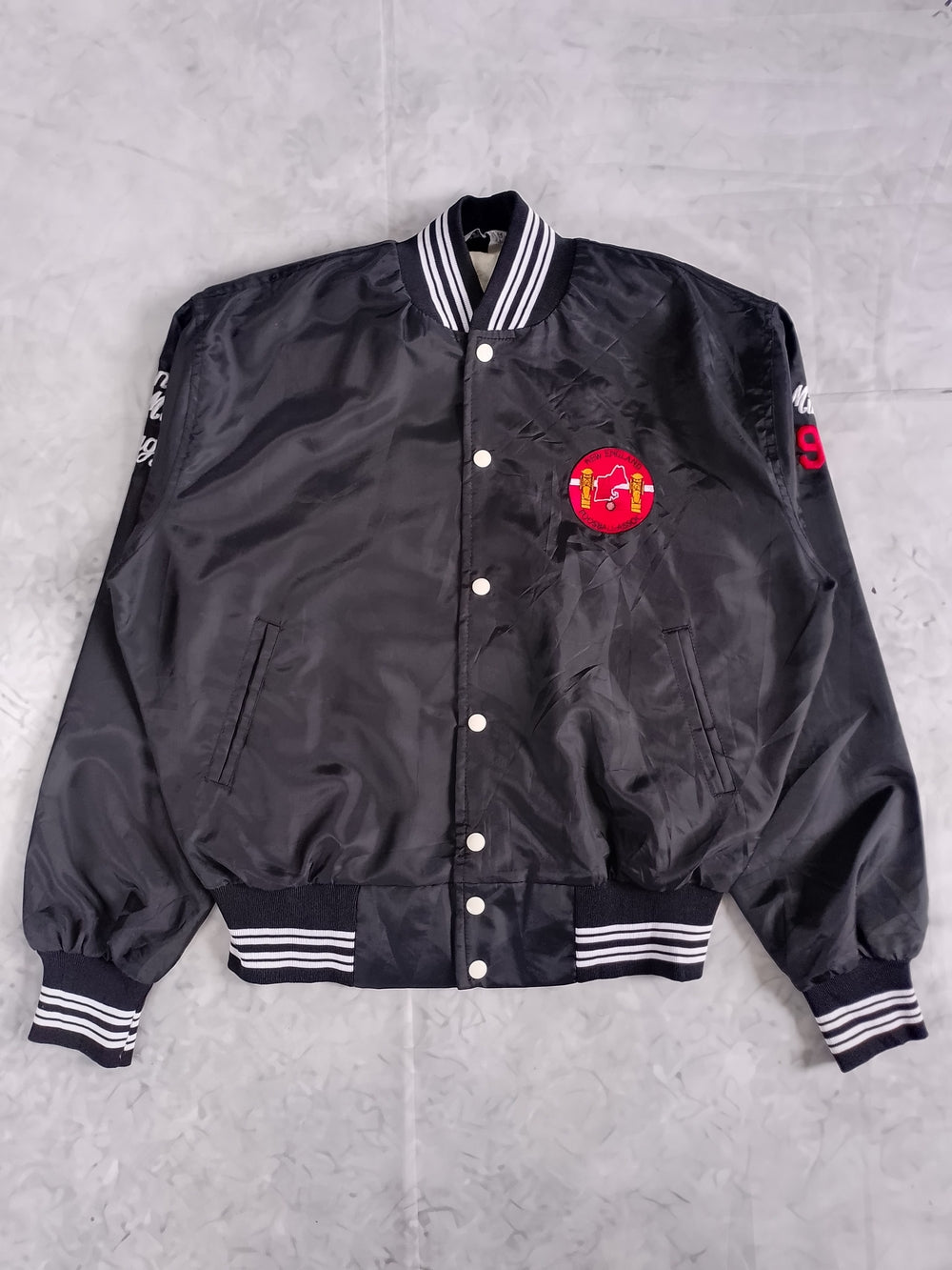 Vintage 90s NEW ENGLAND FOOTBALL ASSOCIATION Black Varsity Jacket
