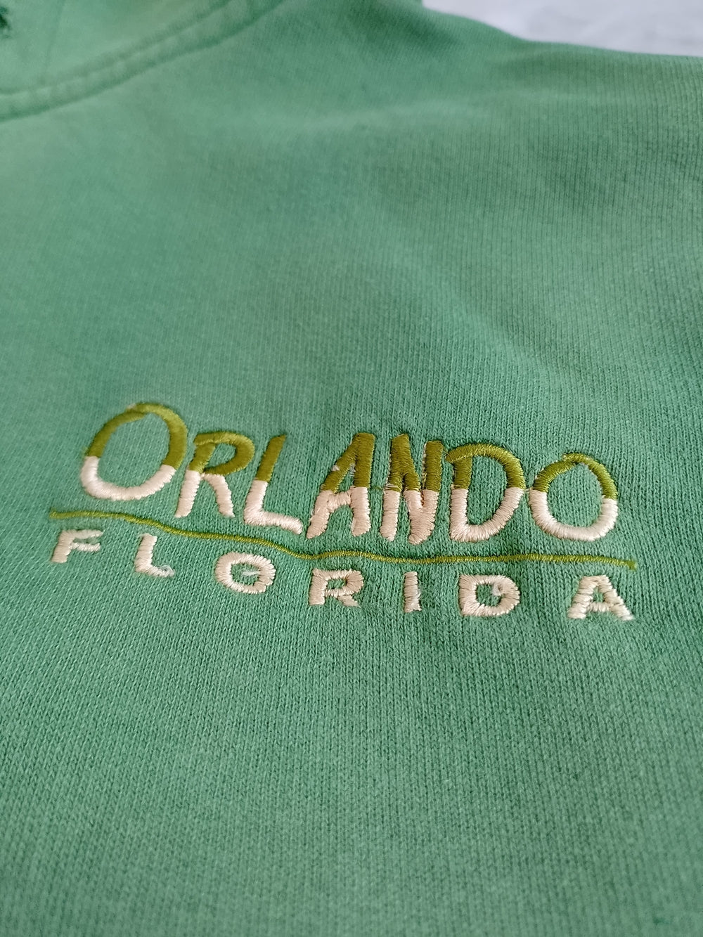 Vintage FADED Orlando Florida Green Zip-Up Hoodie