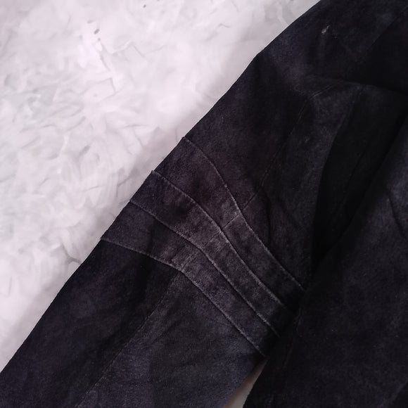 Vintage Bum Equipment Women’s Black Suede Zip-Front Leather Jacket
