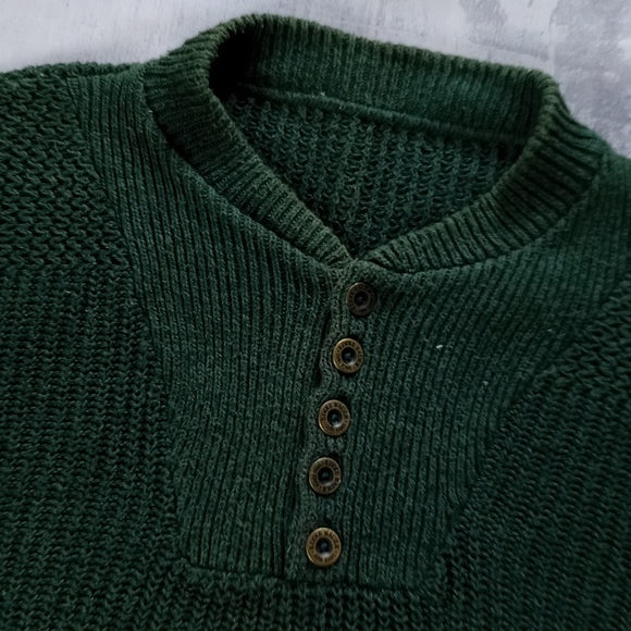 Vintage EDDIE BAUER Half Button Sweater Green