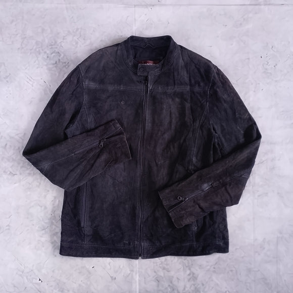 Danier Black Leather Zip-Front Jacket UNISEX