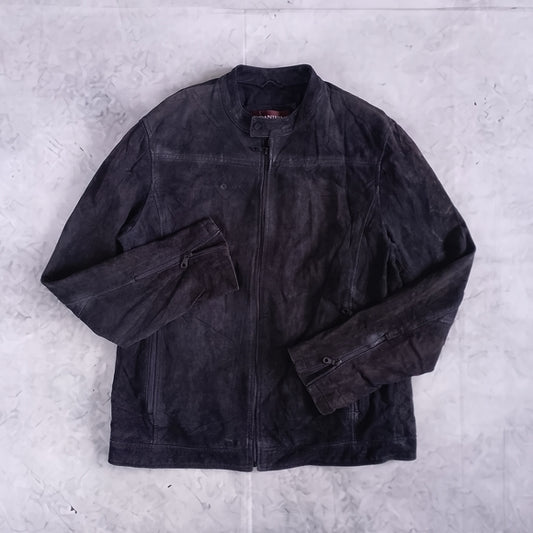 Danier Black Leather Zip-Front Jacket UNISEX