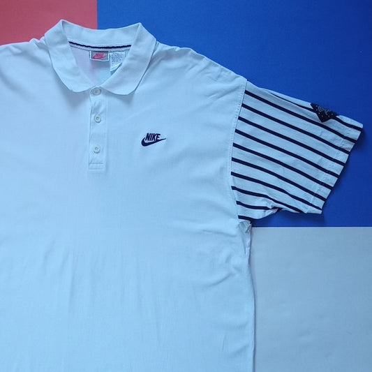 Vintage 90s Nike Polo Shirt Striped Sleeves