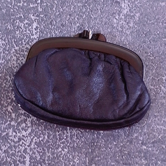 Vintage 70s Brown Leather Clutch: Lucite Frame Purse