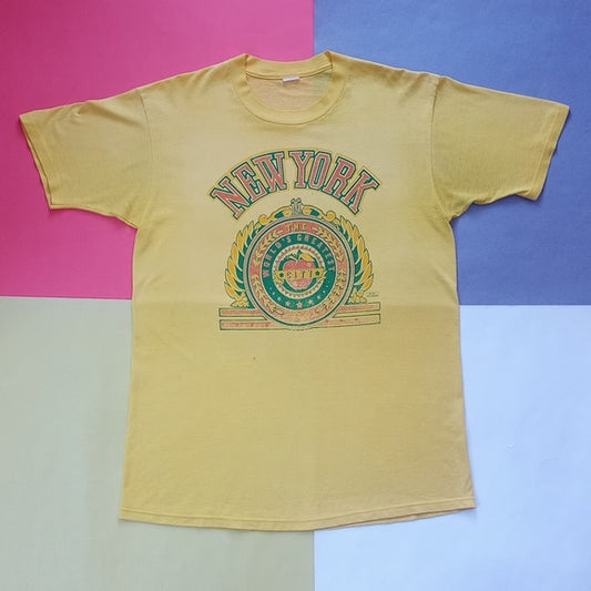 Vintage 1991 NEW YORK Worlds Greatest City Tourist T-Shirt UNISEX YELLOW