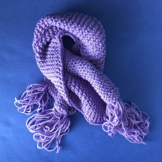 NWOT Vintage Hand-Knitted Made-in-Canada Colourful Purple Warm Scarf