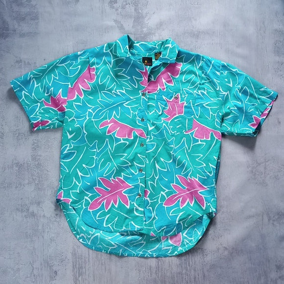 Vintage 90s LizSport Leaf Pattern Button-Up Shirt