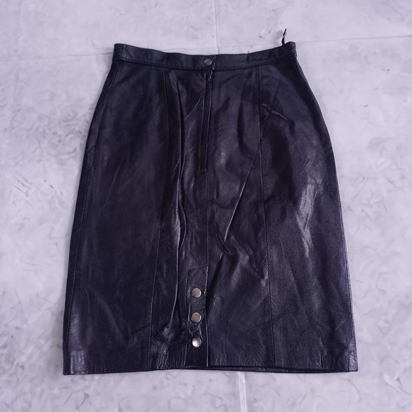 Vintage 90s PARIS SPORT CLUB Black Leather Skirt