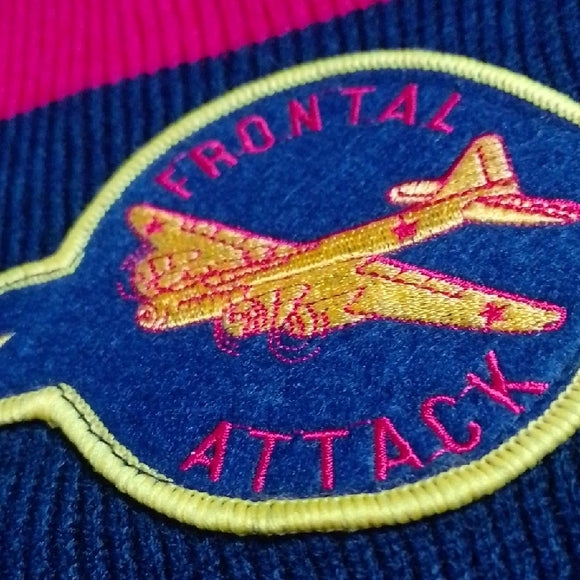 Vintage 90s FRONTAL ATTACK 1ST SQUADRON Patch Sweater