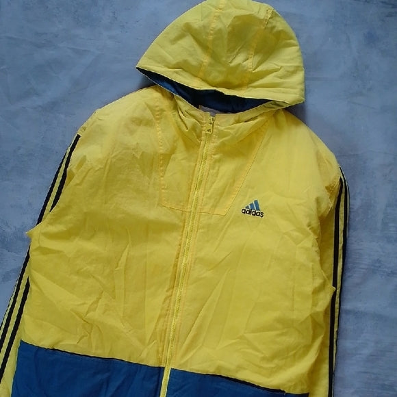 VINTAGE 90s ADIDAS YELLOW ESSENTIAL WINTER JACKET WITH HOOD