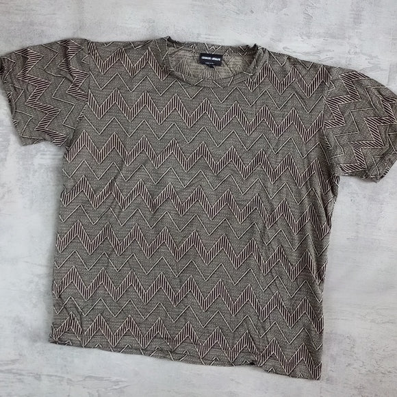 GIORGIO ARMANI MADE IN ITALY ZIG ZAG PATTERN T-SHIRT UNISEX