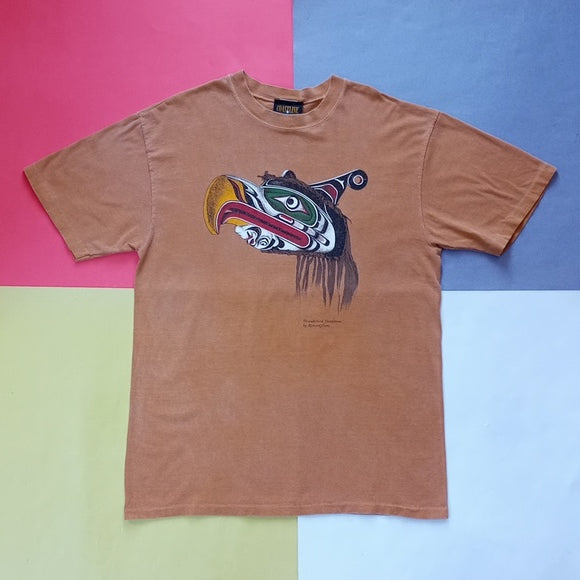 Vintage 90s Indigenous Thunderbird Headdress by Richard Hun Single Stitch Tee