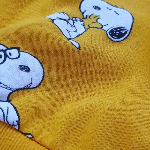 Snoopy Print Yellow Peanuts Crewneck Sweater Unisex