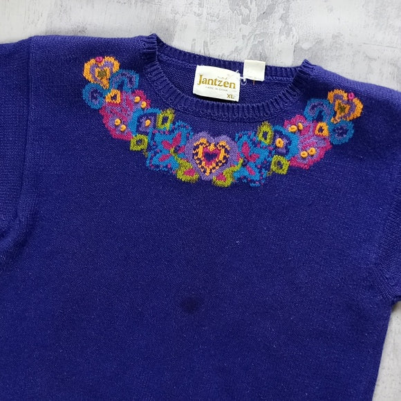 Vintage 90s Jantsen Floral Top with Purple Shirt