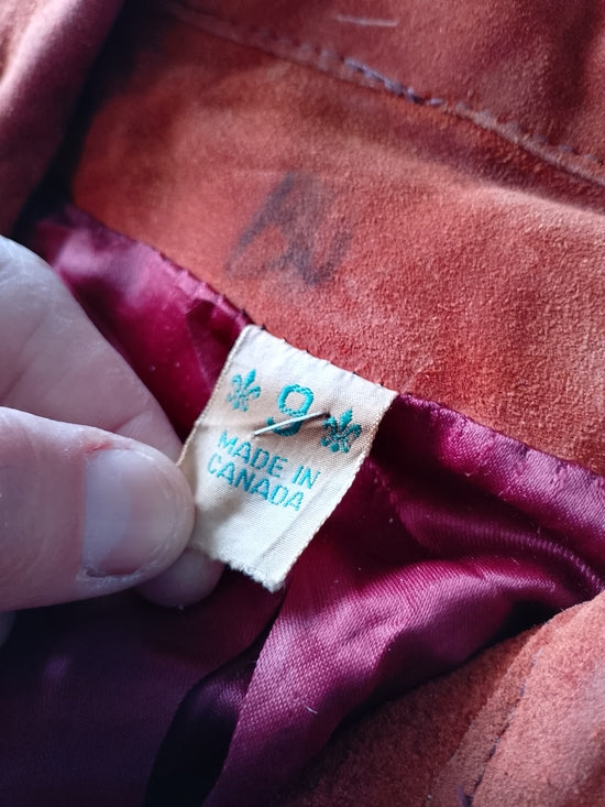 VINTAGE Suede Button-Front Jacket in Rust Orange
