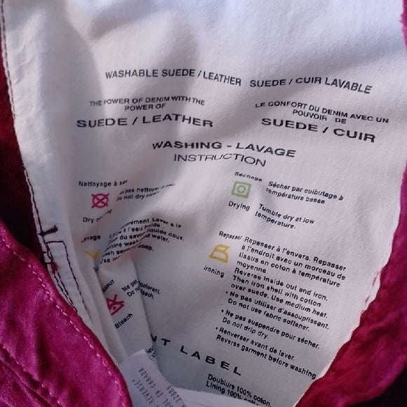 Vintage 90s SKOTTS SUEDE Vibrant Red LEATHER Pants WASHABLE