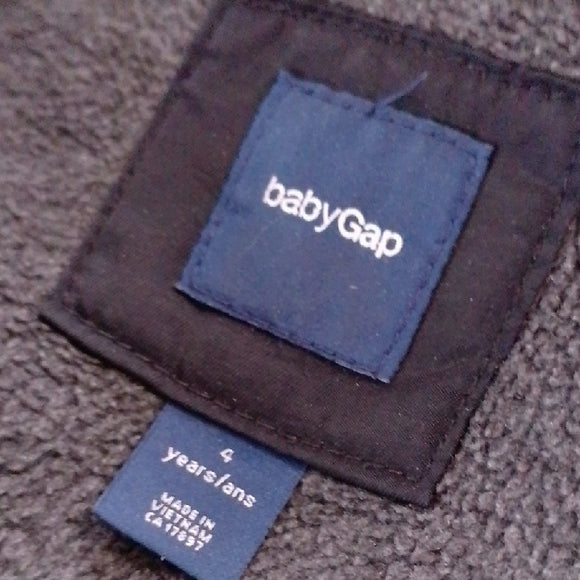 baby GAP Kids Black Hooded Jacket with Faux Fur Trim