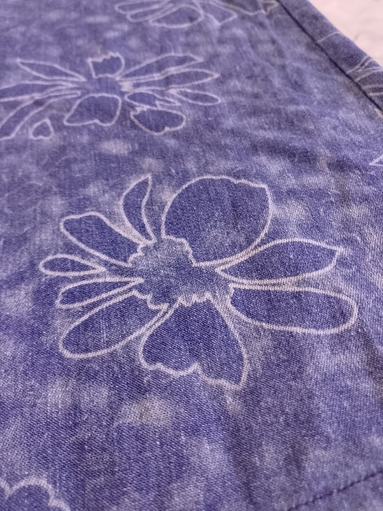 Vintage Disney Mickey Unlimited Denim Floral Pattern Dress with Embroidered Mick