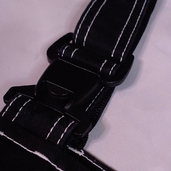 Stylish Modern Black Denim Overalls with White Stitching Workwear