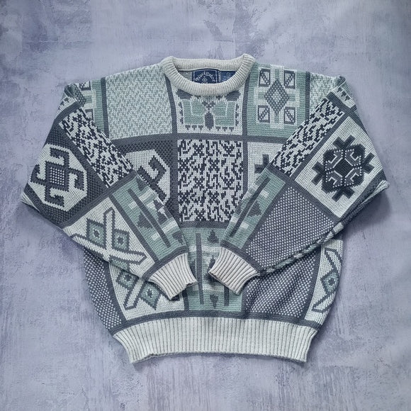 Vintage UGLY Dad/Grandpa Geometric Block Pattern Sweater