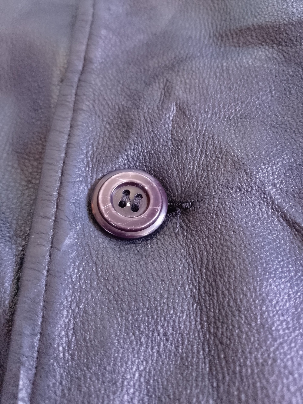 Vintage 90s Men's Black Leather Button-Front Coat Classic Style