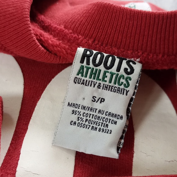 Vintage 90s ROOTS ATHLETICS CANADA Red Big Print Crewneck Sweater