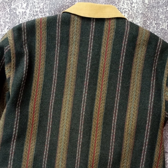 Vintage Wool Striped Green and Tan Women's Jacket Vivianne