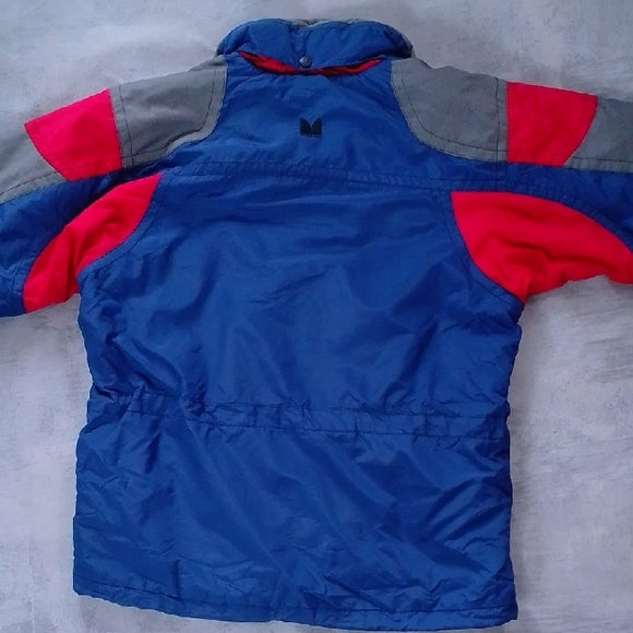 Vintage 90s COULOUR Colourblock SKI Jacket in Red and Blue UNISEX